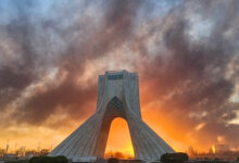 A View of Tehran's Azadi Tower After the Bombing of Tehran Oil Depots, Ramadan War