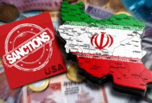 Iran Map and US Sanctions Stamp