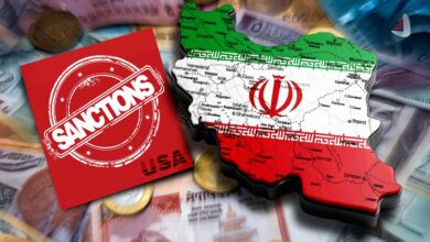 Iran Map and US Sanctions Stamp