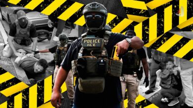 Photo illustration depicting U.S. immigration enforcement and ICE agents, representing deportation operations, surveillance, and the impact of immigration policies on American communities _ Diplomacy Atlas